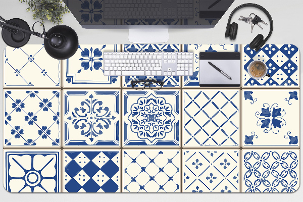 Desk mat tiles blue