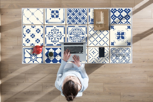 Desk mat tiles blue