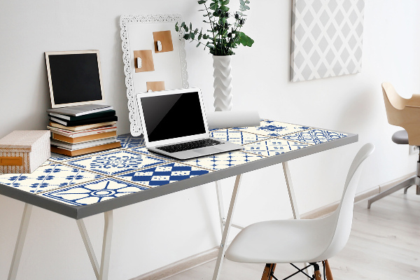 Desk mat tiles blue
