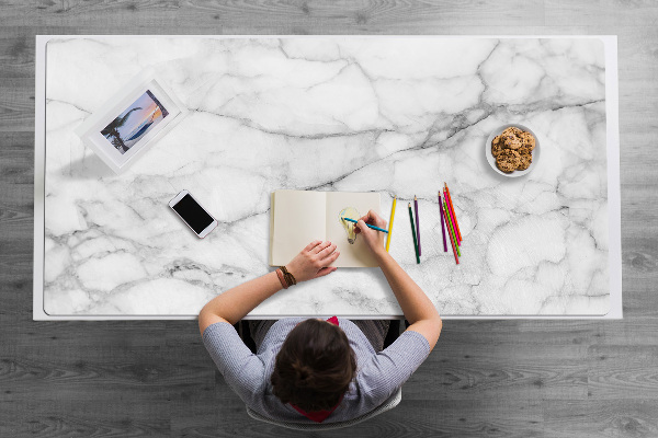 Large desk pad PVC protector Marble gray