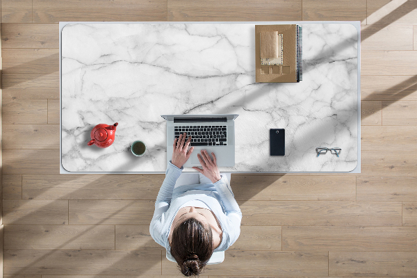 Large desk pad PVC protector Marble gray