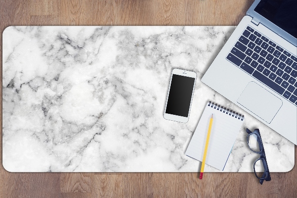 Large desk pad PVC protector white marble