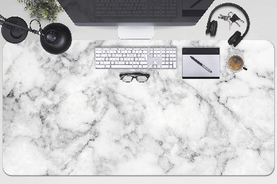 Large desk pad PVC protector white marble
