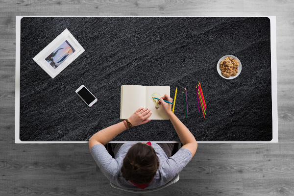 Large desk mat table protector black sand