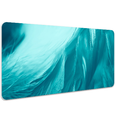 Full desk protector blue feathers