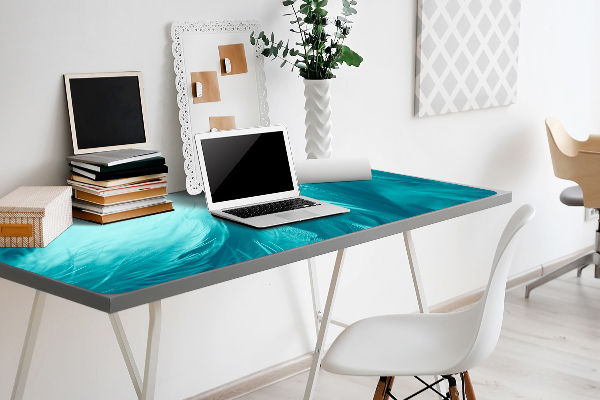 Full desk protector blue feathers