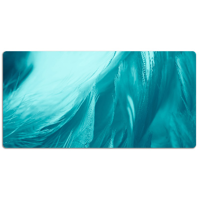 Full desk protector blue feathers