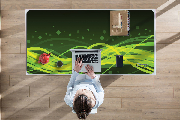 Large desk mat table protector green stripes