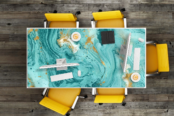 Full desk protector Marble turquoise