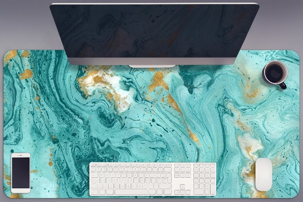 Full desk protector Marble turquoise