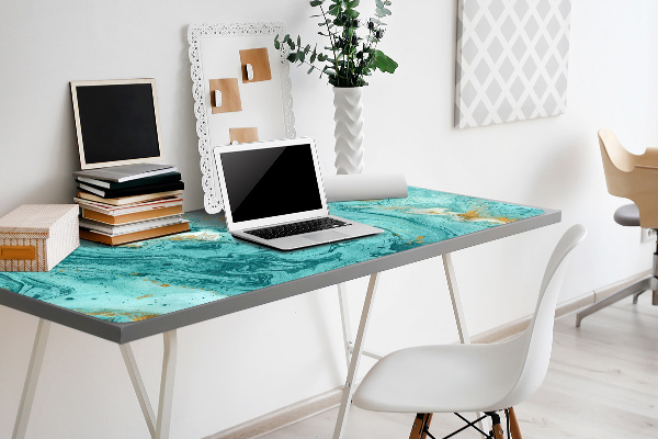 Full desk protector Marble turquoise