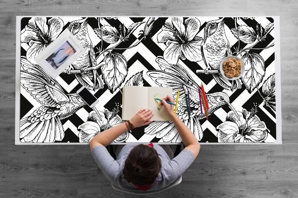 Large desk mat for children hummingbirds