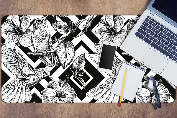 Large desk mat for children hummingbirds