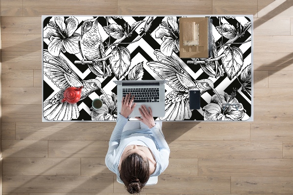 Large desk mat for children hummingbirds