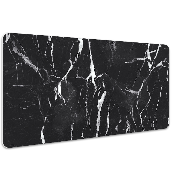 Large desk mat table protector black marble