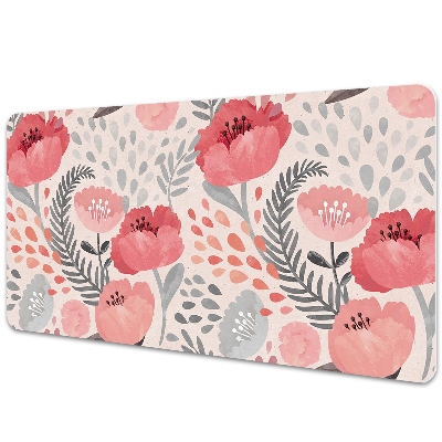 Large desk mat table protector painted poppies