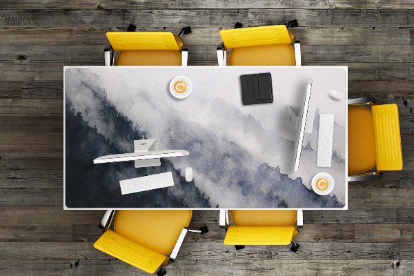 Large desk pad PVC protector Mountains in the fog