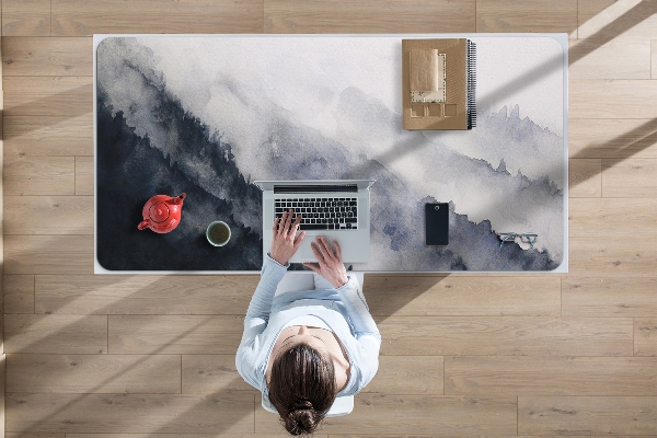 Large desk pad PVC protector Mountains in the fog