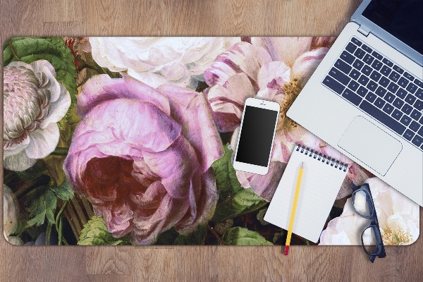 Large desk mat for children garden roses