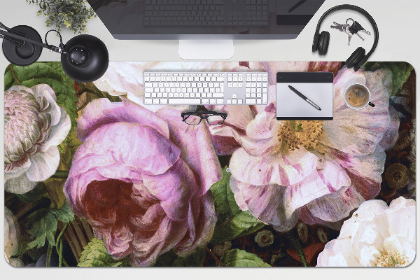 Large desk mat for children garden roses