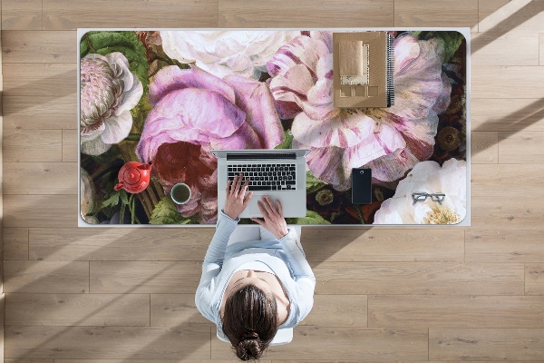 Large desk mat for children garden roses
