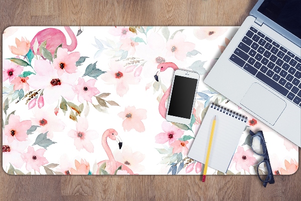 Desk pad Flamingos flowers