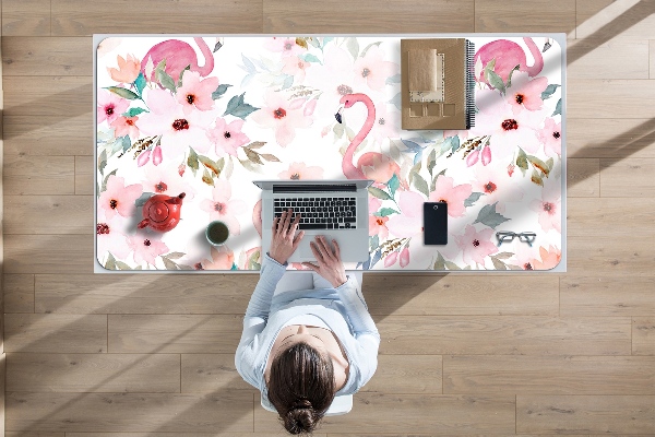 Desk pad Flamingos flowers