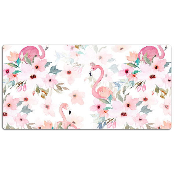 Desk pad Flamingos flowers