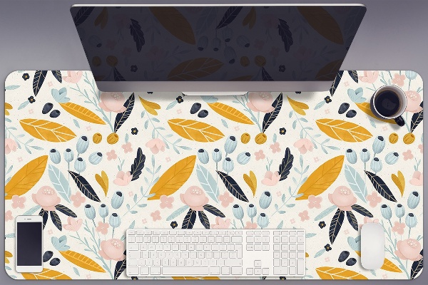 Full desk protector pastel leaves