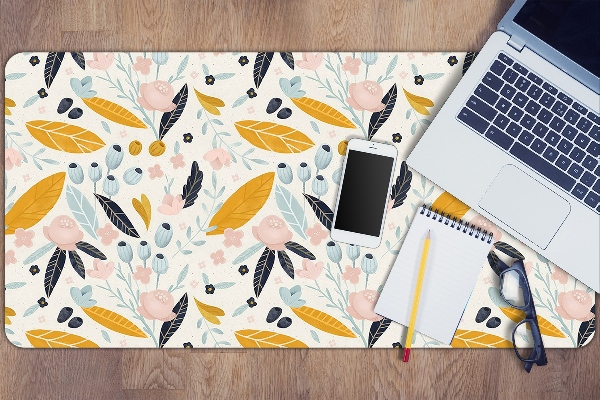 Full desk protector pastel leaves