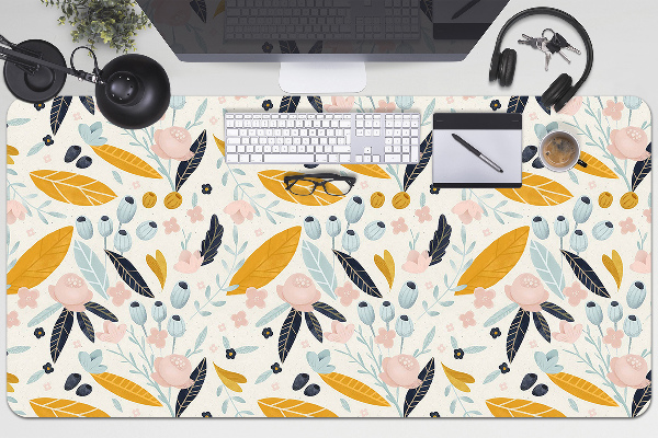 Full desk protector pastel leaves