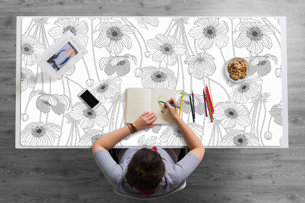 Large desk mat for children Poppies