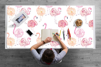 Full desk pad Flamingos and flowers