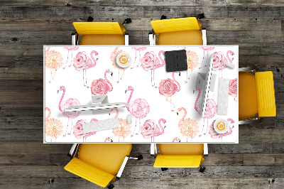 Full desk pad Flamingos and flowers
