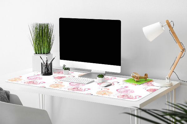 Full desk pad Flamingos and flowers