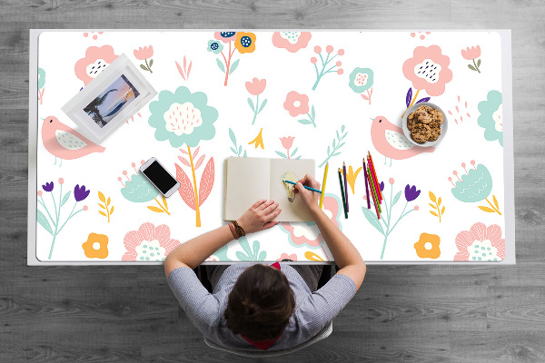 Full desk pad painted sparrows
