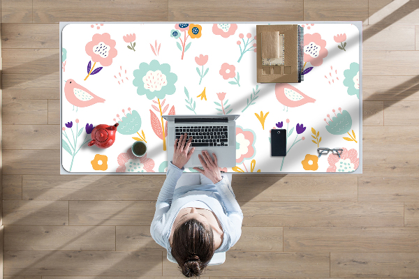 Full desk pad painted sparrows