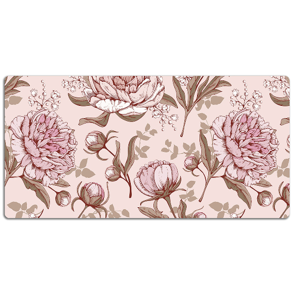Full desk mat pink peonies