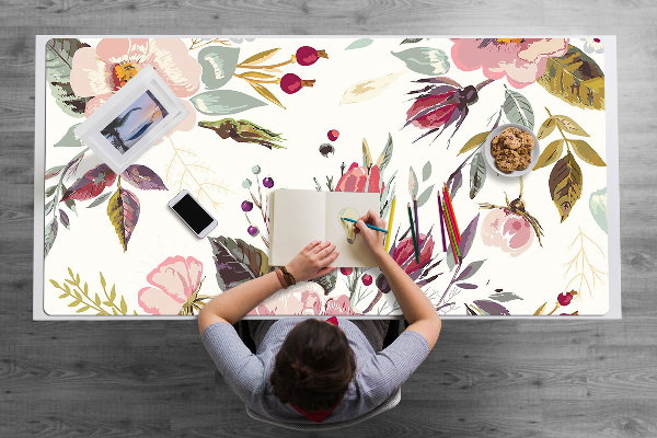 Large desk pad PVC protector Field flowers