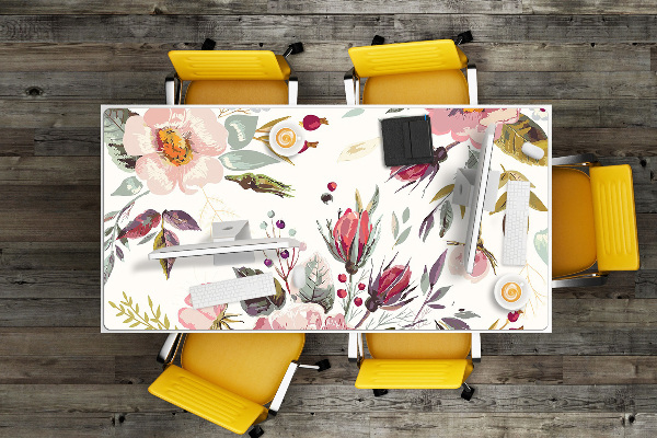 Large desk pad PVC protector Field flowers