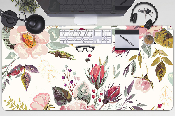Large desk pad PVC protector Field flowers