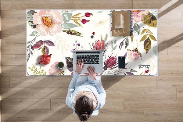 Large desk pad PVC protector Field flowers