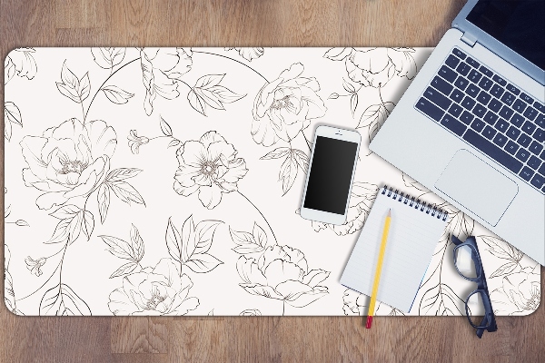 Desk mat sketched flowers