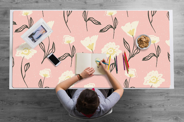 Full desk protector delicate flowers