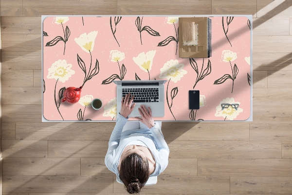 Full desk protector delicate flowers
