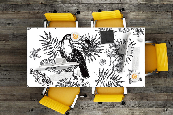 Full desk pad Tropical black and white