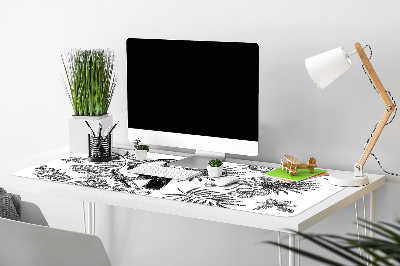 Full desk pad Tropical black and white