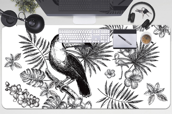Full desk pad Tropical black and white