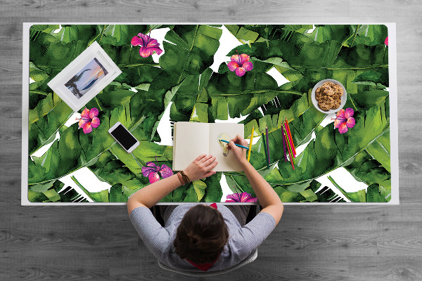 Large desk mat for children hibiscus