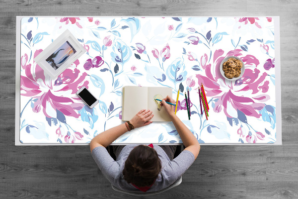 Full desk protector purple flowers